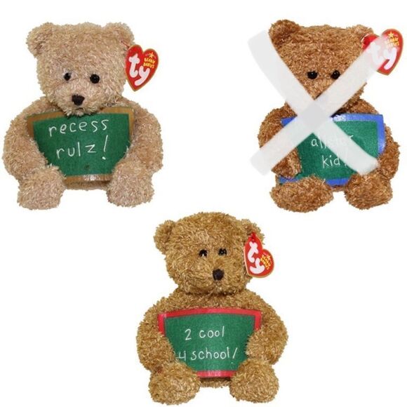 NWT Vtg Boundle Of 2 TY Beanie Babies 6" School Rocks Bears Stuffed Animal - Picture 1 of 13